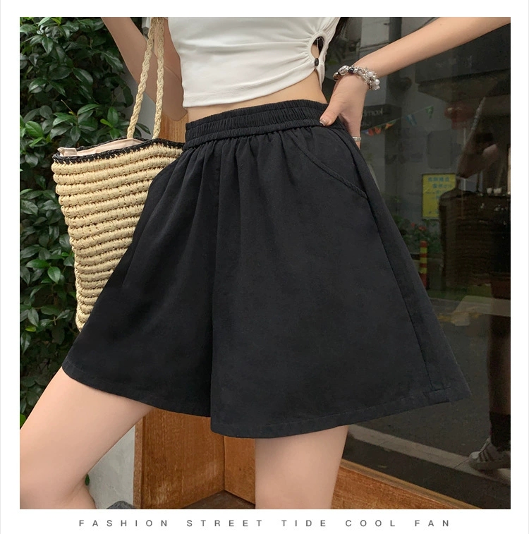 White trousers for leisure, fitted summer thin shorts, plus size, high waist, A-line