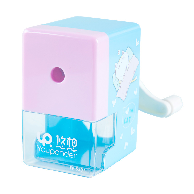 Youxiang Sacapuntas de acero de aleación cuchillo núcleo sacapuntas Sacapuntas de lápiz de manivela para niños Sacapuntas de lápiz de dibujos animados de papelería de Estudiante