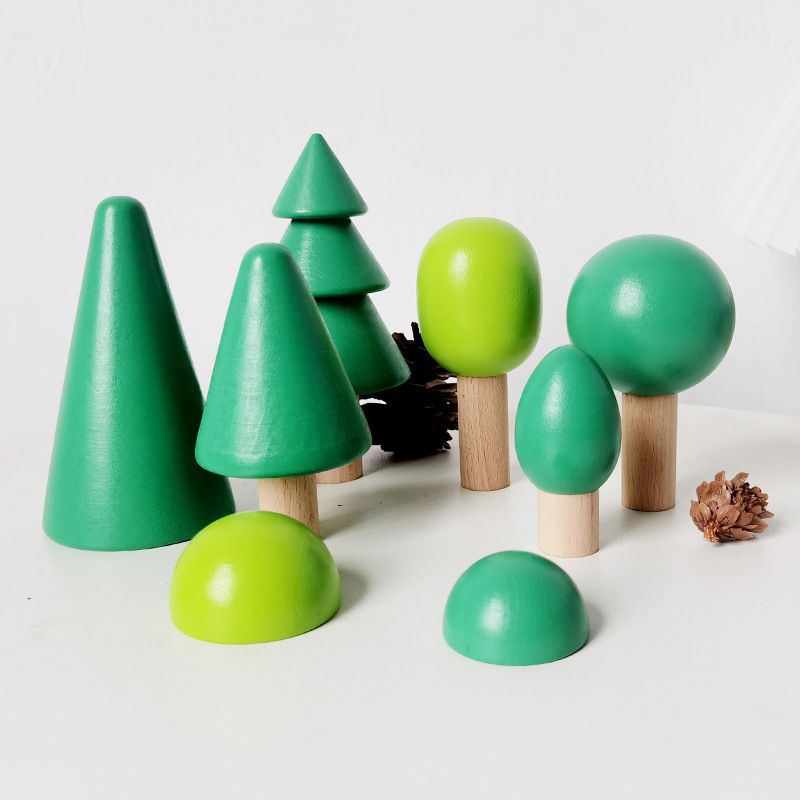 Forest Small Trees Nordic ins Building Play House Ornaments Trees Large Rainbow Building Blocks Assembled Educational Toys