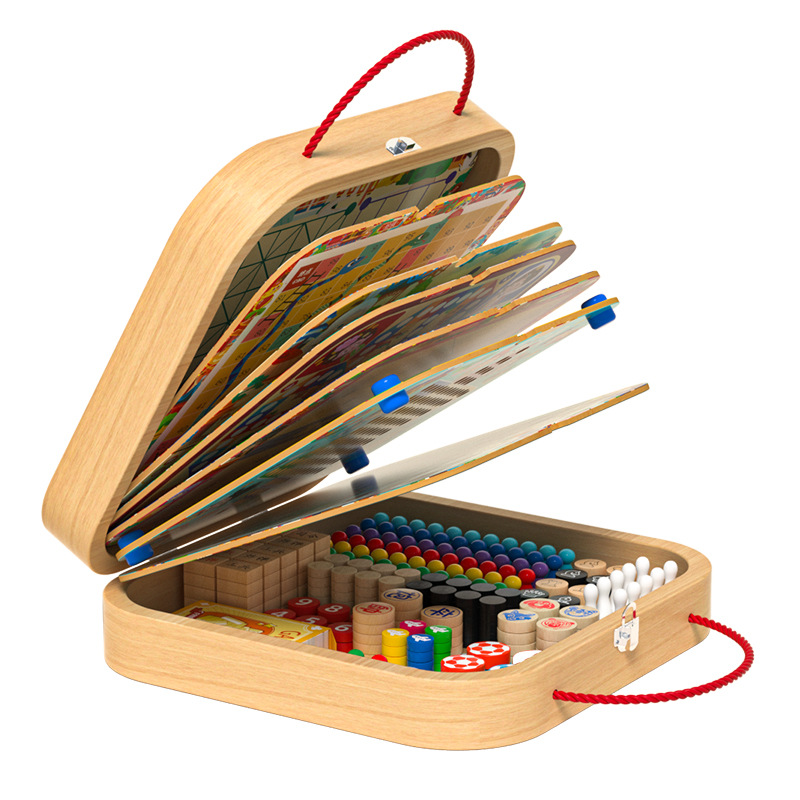 Juego multifuncional de madera Ajedrez volador Gobang Juguetes educativos para niños todo en uno Ajedrez de entrenamiento de concentración