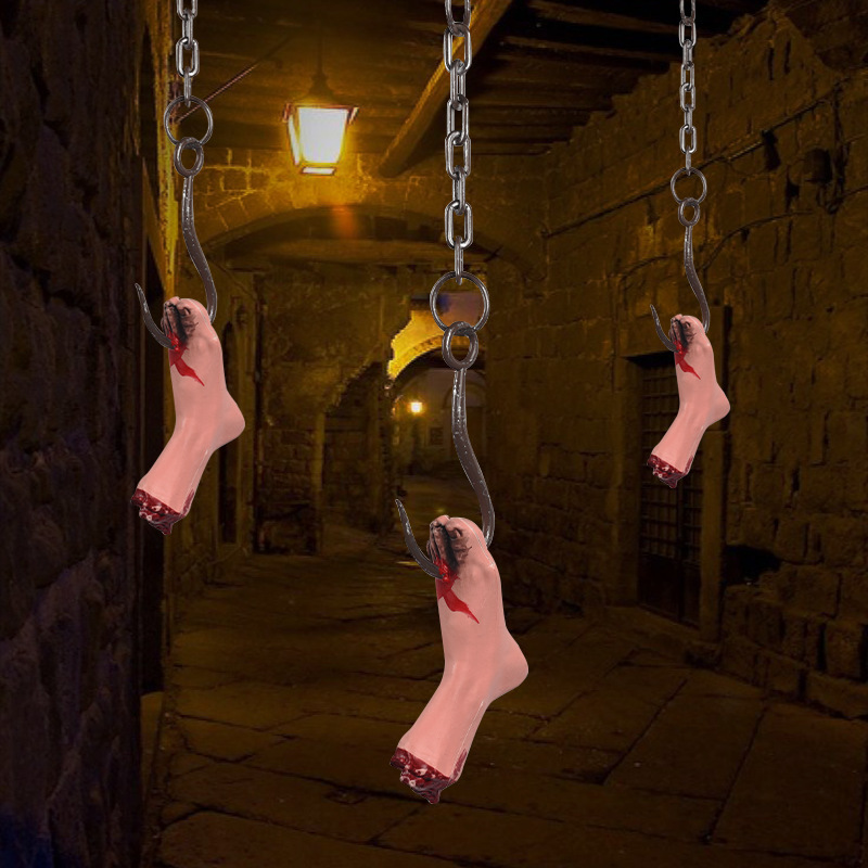 Accesorios de terror de Halloween transfronterizos gancho de cadena de hierro gancho de mano cabeza de gancho de pie casa embrujada escena de habitación secreta patio decoración de terror