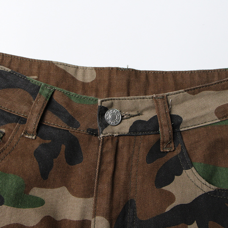 Pantalones cargo de camuflaje estilo 2025 con múltiples bolsillos, estilo urbano moderno, jeans largos de cintura alta y efecto adelgazante para mujer, otoño.