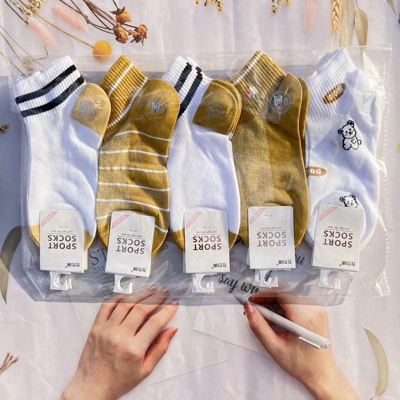 2023新潮款精梳棉短袜春夏季男女运动学院风吸汗船袜详情17