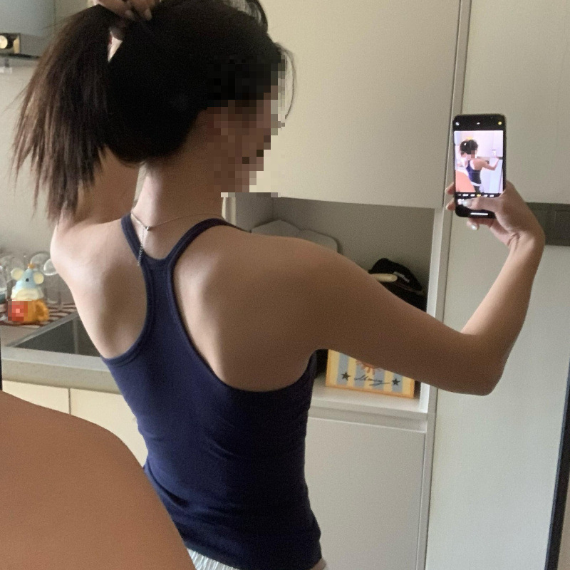 吊带背心女夏季打底内搭带胸垫外穿工字挂脖露背无袖运动美背上衣|undefined