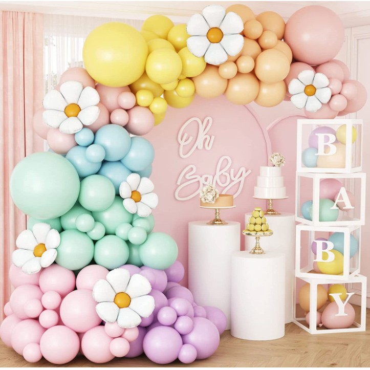 Margarita pastel Arco Iris flor globo Garland arco Kit, Daisy macaron baby shower boda dos