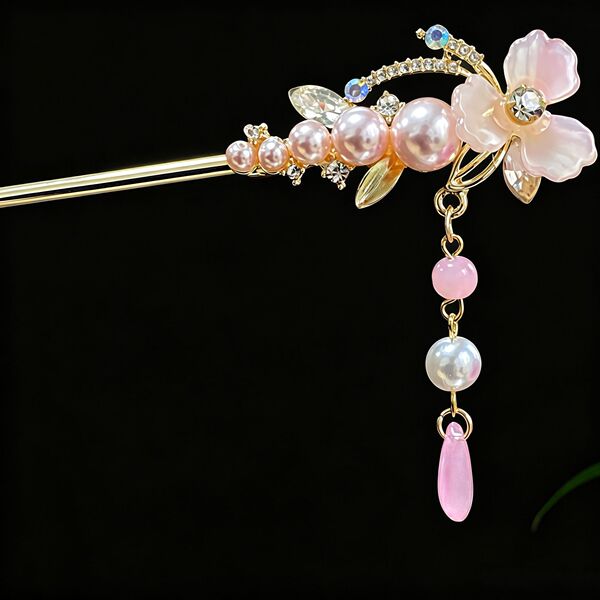 New Chinese-Style Pearl Flower Hairpin, Ancient Style Daily Hanfu Cheongsam Hairpin, Tassel Hairpin, Hair Accessories Wholesale