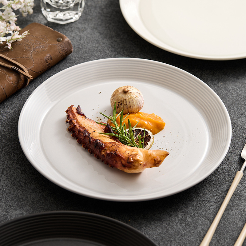 Yunhetang Scandinavian High-End Plate Household Flats Breakfast Plate Accessible Luxury Pasta Plate Western Food Plate Tableware