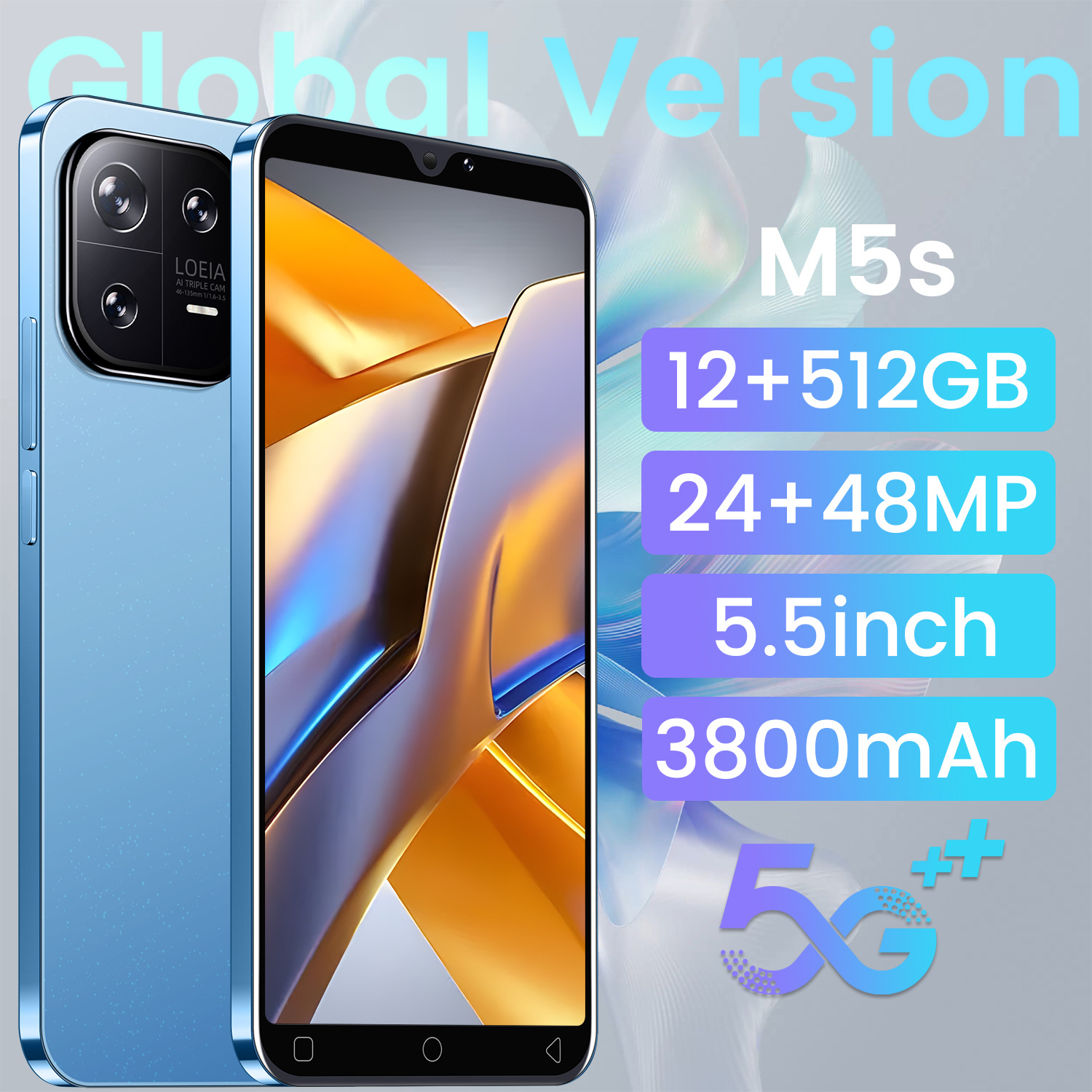 2023 hot cross-border mobile phone M5S1 + 8GB low configuration 5.5-inch foreign trade Southeast Asian shrimp skin mobile phone delivery