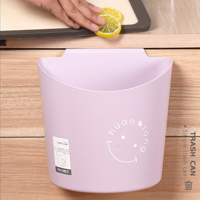 Kitchen trash can wall-mounted household plastic hanging paper basket creative living room garbage storage bucket cabinet door can be hung