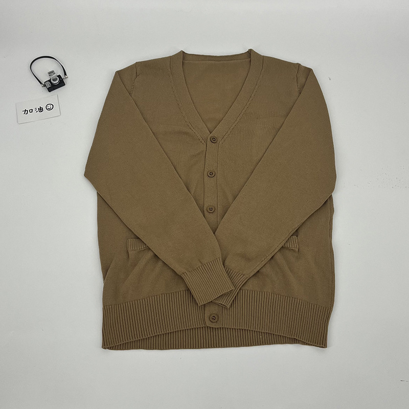 오리지널 JK 유니폼 솔리드 컬러 싱글 브레스트 슬리브 카디건 스웨터 일본 스타일 심플한 센스 칼리지 JK 스웨터 스태킹 올매치