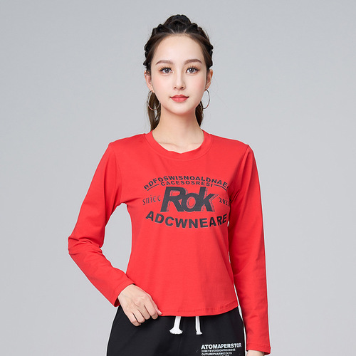 Square dance clothing new style female aerobics performance dance clothing stage casual internet celebrity sports top 303 single shot