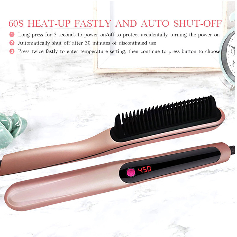 厂家爆款女士调温梳子 外贸短发造型梳直卷两用 卷发器棒定型批发