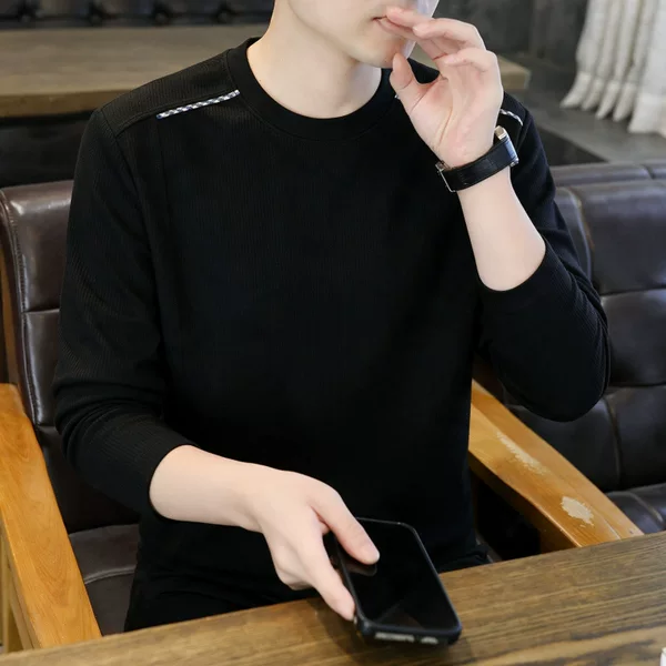 Cross-border supply 2026 spring and autumn casual sweatshirt with patchwork design, round neck, long-sleeved shirt, men's base layer