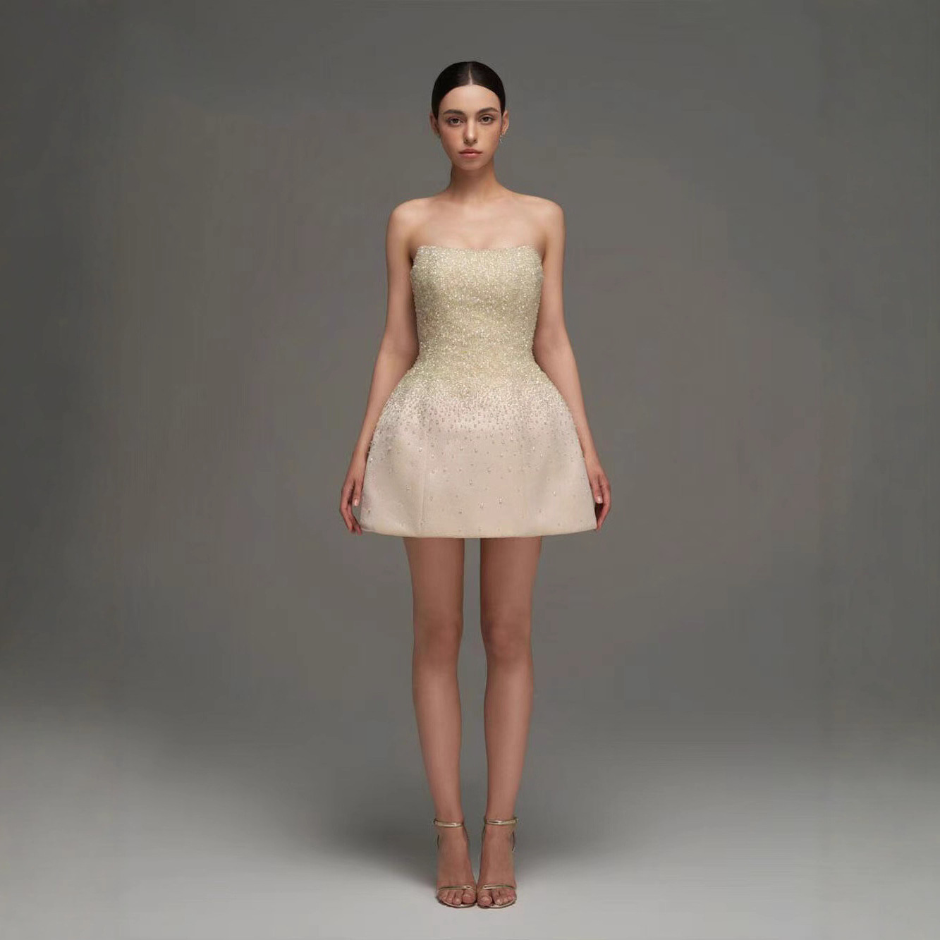 Pre-Sale Vietnamese Niche Design Heavy Beaded Tube Top Dress Short Skirt New Elegant Waist Dress 50393