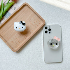 ins風立體透明貓咪蝴蝶結可愛手機殼氣囊支架簡約小眾桌面看劇支