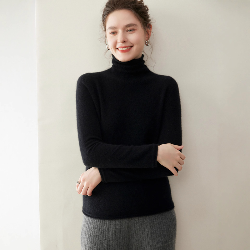 First-Line Ready-To-Wear 100 Pure Cashmere Knitwear Baby Small Cashmere Knitwear Women's Pile Collar Knitwear Bottoming Knitwear Winter