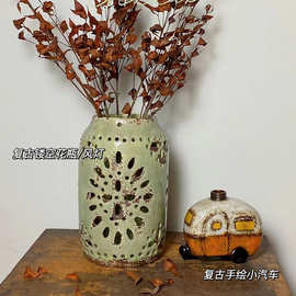 跨境户外陶瓷镂空园林灯罩夜灯摆件冰裂纹香薰灯台灯手工雕花