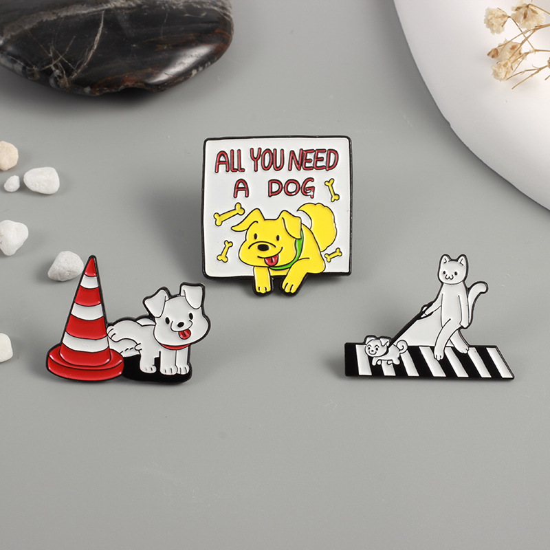 8g Weight Brooches Classification Cute Pin Letter Dog Cat Alloy Stoving Varnish Unisex Brooches