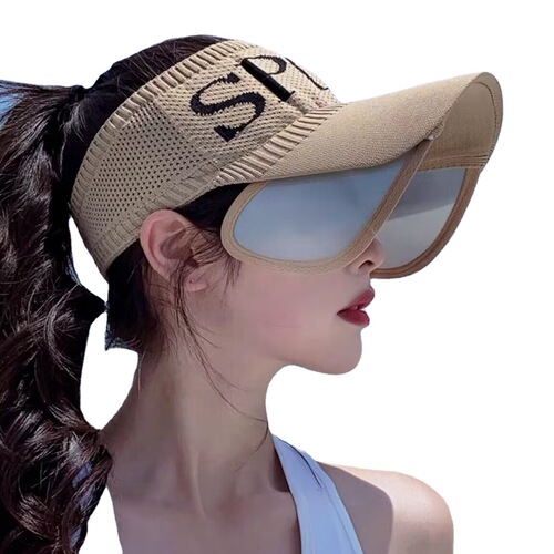 Women's Summer Korean Style Empty Cap Flyknit Breathable Stretchable Brim Sun Hat Travel Sun Hat