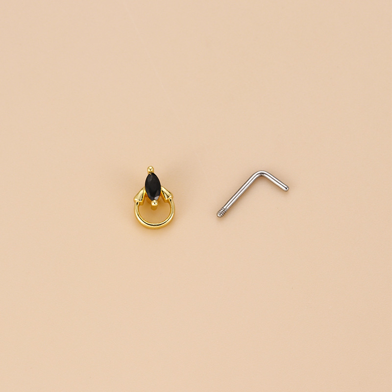 Fashion Geometric Stainless Steel Plating Artificial Gemstones Nose studs 1 Piece