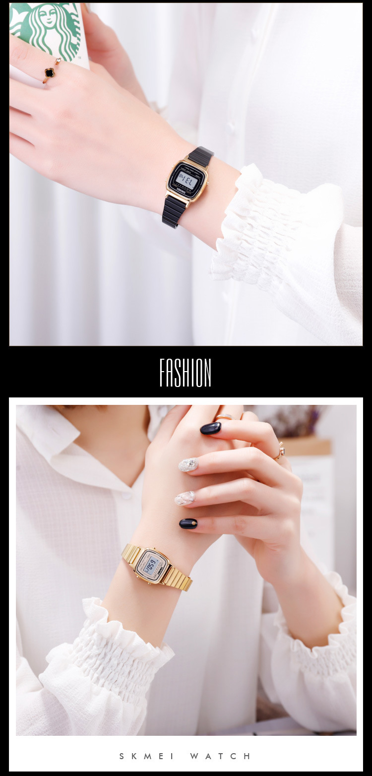 50g Weight Ordinary Glass Mirror Material Stainless Steel Strap Material Watch Classification Number Display Type Square Dial Shape Holiday, Daily Occasion Electronic Movement Solid Color Pattern Unisex Gender Simple Style Style Simple Style Solid Color Electronic Women's Watches