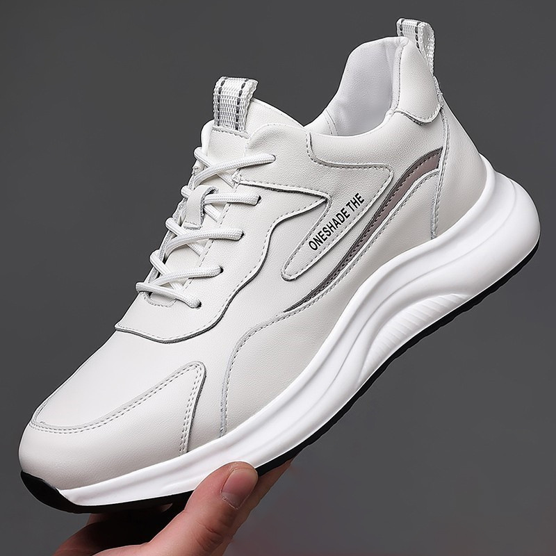 Herren Freizeitschuhe Aus Leder Mit Atmungsaktivem Mesh Und Sohle_voghion.com
