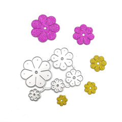 Scrapbooking DIY cutting dies, carbon steel, floral die set template with five flower centers and petals