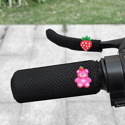 Motorcycle Handle Cover, Electric Rider Handlebar Cover - black-strawberry-sitting-bear