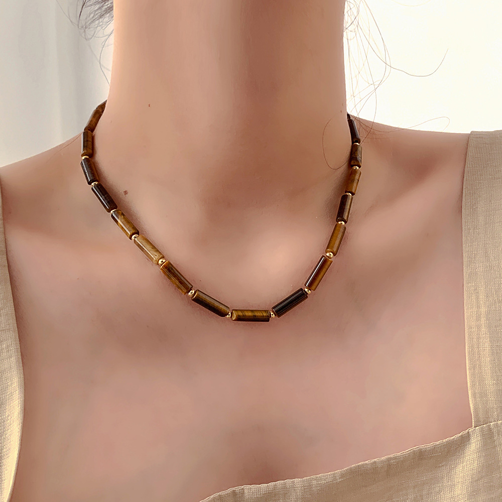 Retro Geometric natural stone Necklace 1 Piece