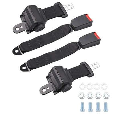 Car seat belt | Telescopic Bus Two-Point Assembly - 2-semi-closed-retractors-2-35cm-webbing-bases-black-with-4-complete-sets-of-blue-and-white-zinc-screws