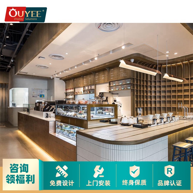 简约咖啡收银台奶茶亭设计小酒吧柜台宠物店餐厅吧台桌前台接待台