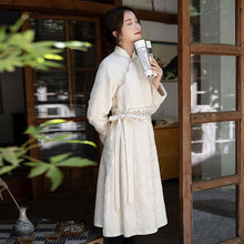 W22L180冬款加绒连衣裙轻中国风女装中长款复古棉衣棉服汉服改良