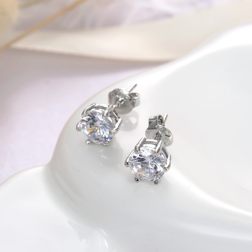 European and American cross-border minimalist claw set diamond necklace for women, elegant and versatile necklace earring wedding ring set