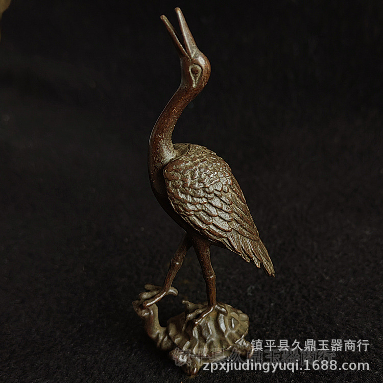 古玩杂项仿古铜器小摆件批发 铜乌龟铜鹤家居办公小摆件铜饰品