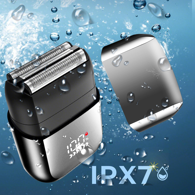 2025新型往復式男性ミニかみそりフローティング三刀網IPX7防水USB充電デジタル表示旅行|undefined