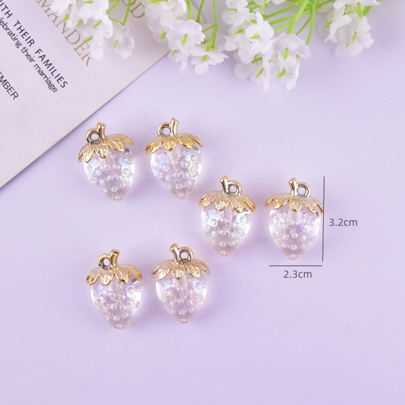 23*32mm Jewelry Making Size Jewelry Accessories Classification 10 PCS/Package 23*32mm Resin Strawberry Pendant
