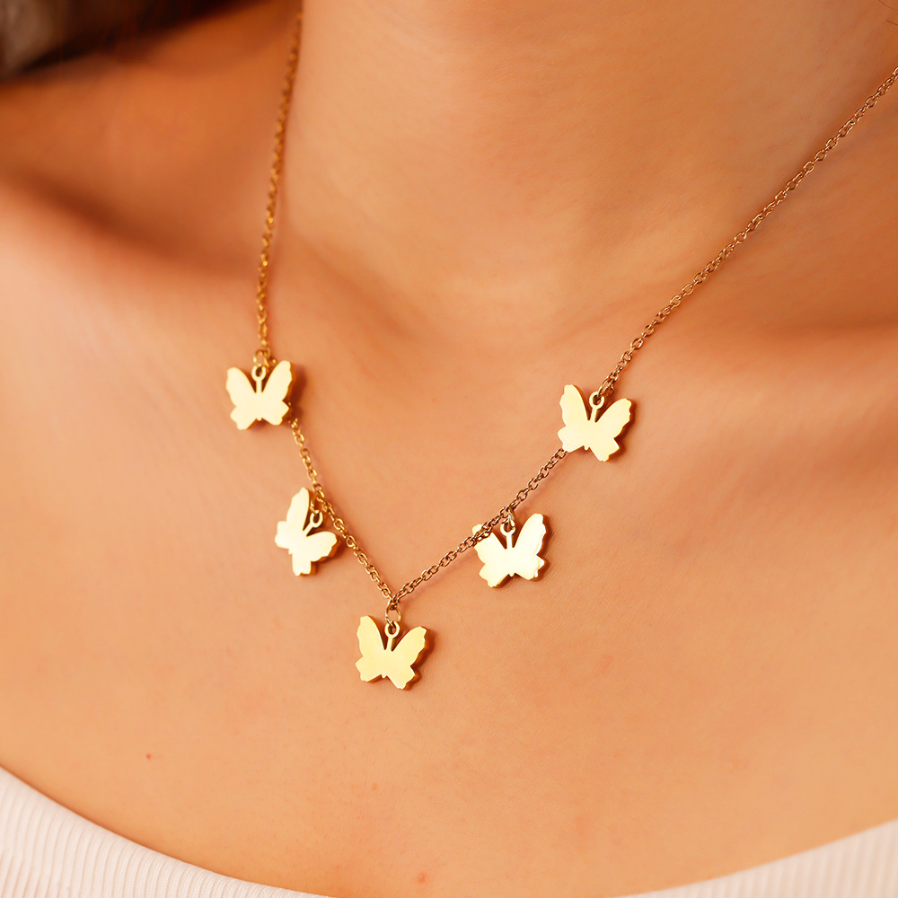 Stainless Steel Elegant Simple Style Butterfly Plating Necklace display picture 7