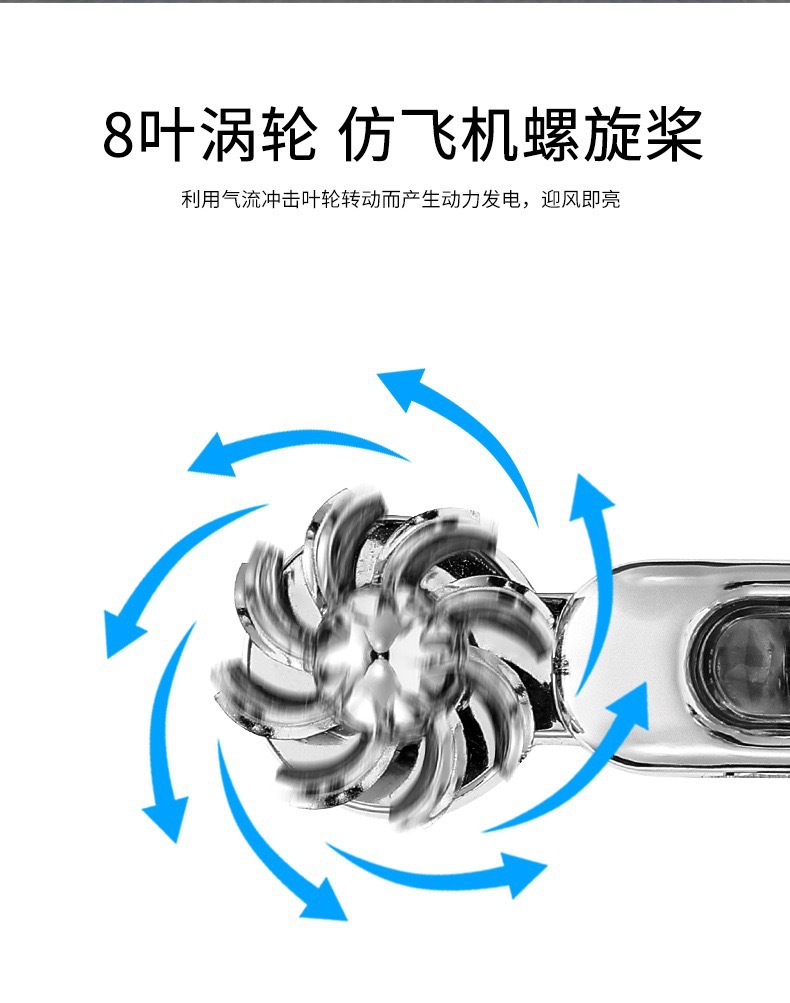 Wind-Powered Daytime Running Lights for Car Grille, Warning Strobe Lights, Vehicle-Mounted Wind Energy Generation, Colorful, No-Wiring, Wind-Driven Decorative Lights