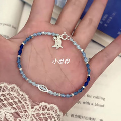深海小魚手織りグラデーション青小魚手紐小衆デザイングラデーション粉手作りアクセサリーが親友にプレゼントされた