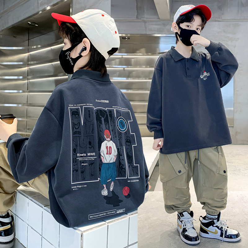 New Spring 2024 Sweatshirt for Boys - Spring and Autumn Style Children's Sweatshirt, Versatile for Middle and Large Children, Street Fashion Top