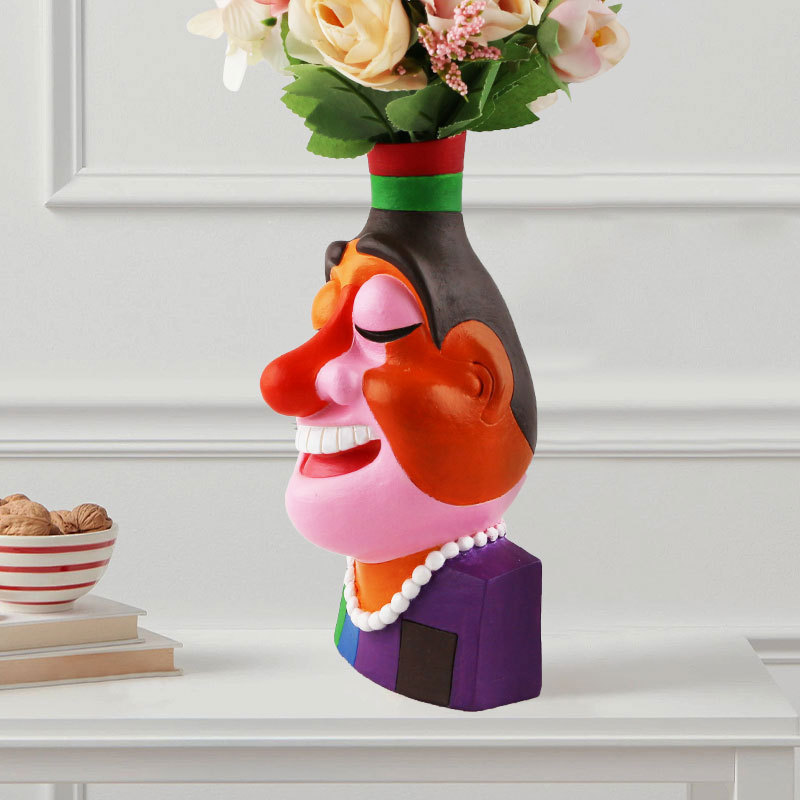 Amazon Face Vase Jarrón de rostro abstracto Flores artificiales Arreglos florales Decoración del hogar Contenedor Adornos