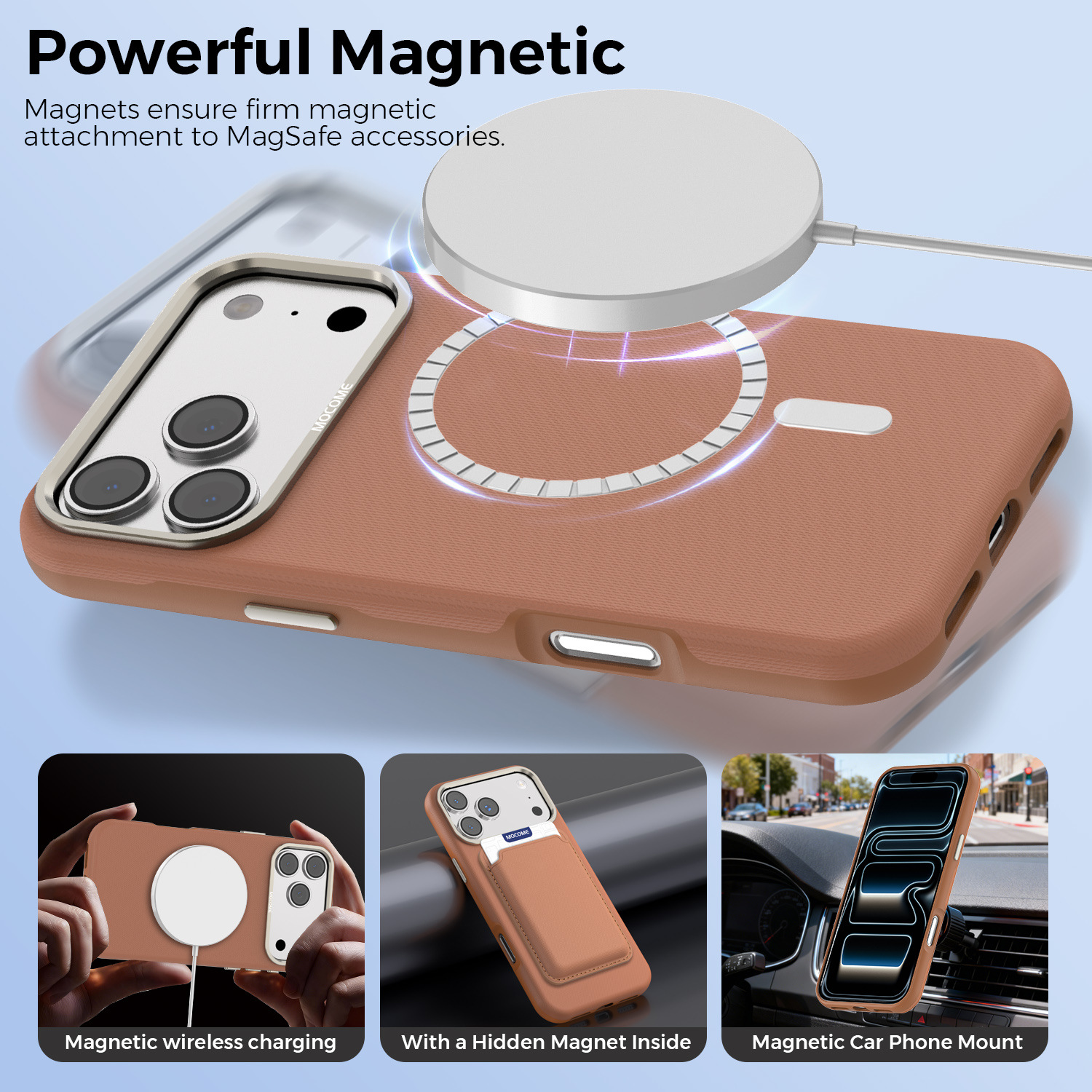 Ốp lưng điện thoại từ tính công nghệ vải dệt cho iPhone 17, 16 Pro Max, 15 — Cam, Xanh dương, Đen, Xanh lá chi tiết 11