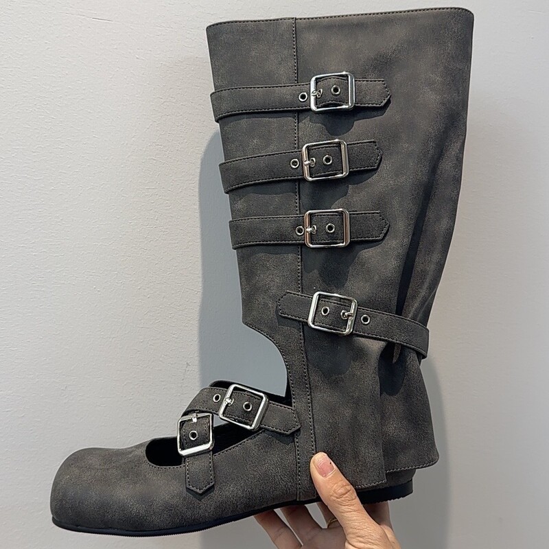 Summer Thin Boots for Women, Flat Hollow-Out Ballet-Style Long Boots, Punk Handmade Boots, Versatile Mid-Calf Boots for Hot Girls Summer Thin Boots for Women, Flat Hollow-Out Ballet-Style Long Boots, Punk Handmade Boots, Versatile Mid-Calf Boots for Hot Girls