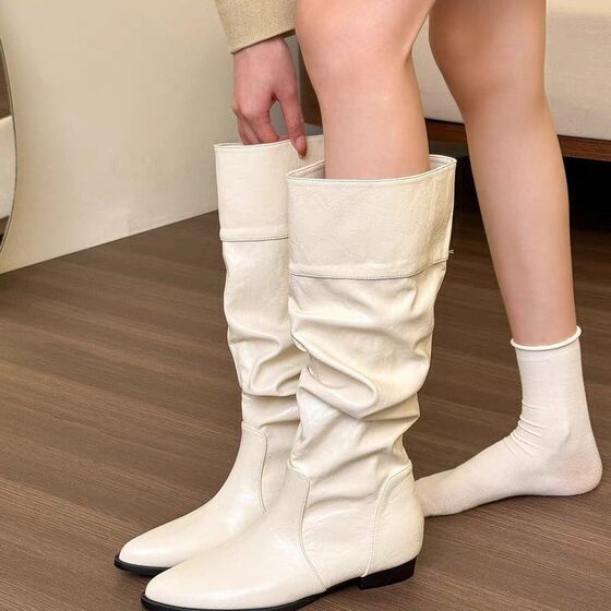 Small Vintage Pointed Heightened Boots Women's Boots But Knee-High Boots Spice Knights Boots Thin Boots