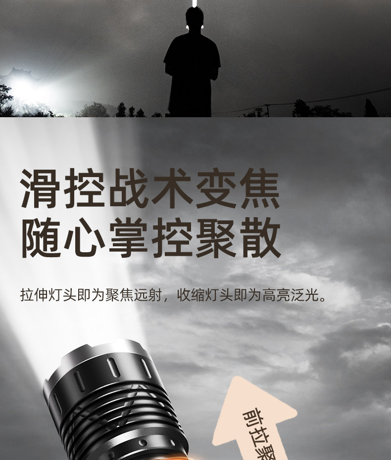 Aluminum Alloy Flashlight, Outdoor Strong Light, Flash Flashlight for Adventure, Ultra-Bright, High-Lumen, High-Power Lithium Battery, Long-Lasting Flashlight