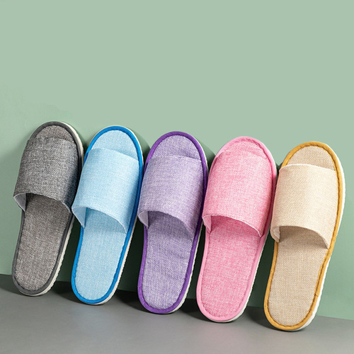Disposable guest slippers with extra thick cotton and linen, suitable for summer homestays, hotels, households, non-slip home use, one-piece dropshipping
