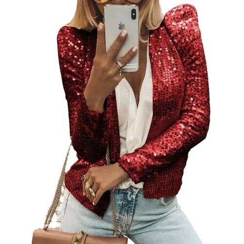 Spring Independence Station women's clothing Ebay fashionable color matching sequins short casual women's coat
