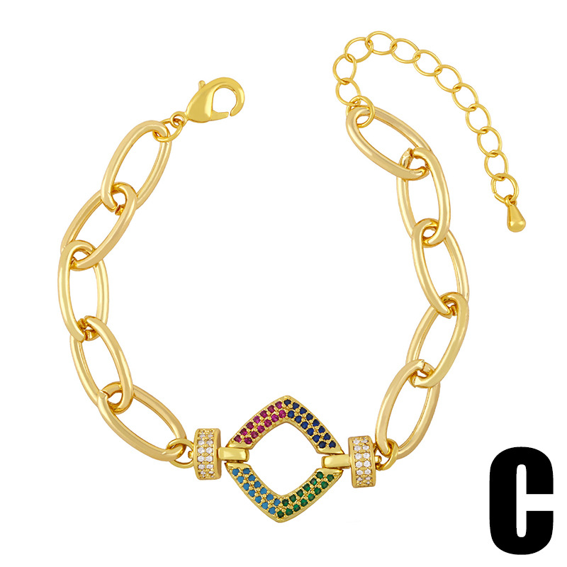 Women's Simple Colored Diamond Bracelet Thick Chain Hip-hop Girlfriends Bracelet display picture 5
