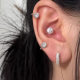S925 Sterling Silver Niche Vintage Plain Ring Ear Buckle Simple Advanced Cold Style Design Zircon Earrings Female Factory Outlet