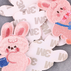 Embroidered patch sticker cartoon cute rabbit computer embroidery label accessory badge DIY handmade self-adhesive fabric sticker